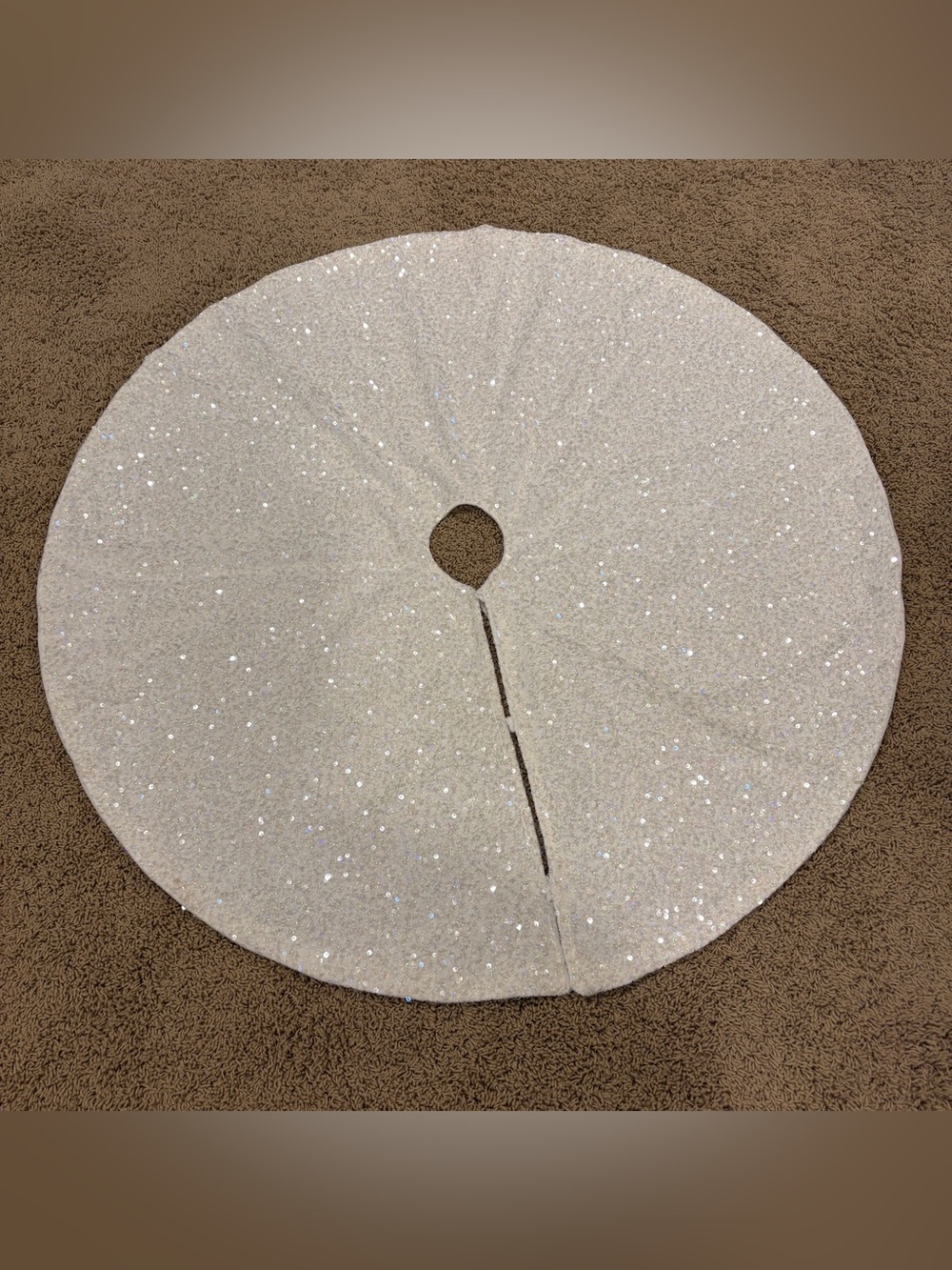 Brilliant White Sequined Christmas Tree Skirt 41” Elegant